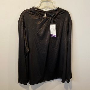 RACHEL ZOE Women’s Long Sleeve Metallic Bronze Top Size 2X